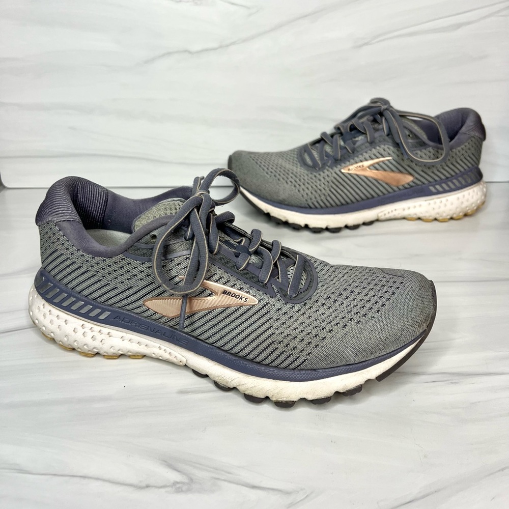 Brooks Adrenaline 20 Gray Stability Running Shoes Size 7.5 Medium